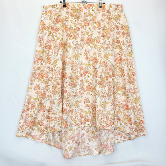 Cato High Low 2 Pcs Dress Ruffle Top Women 22 / 24 Peach Floral Boho Beachy - Picture 3 of 14